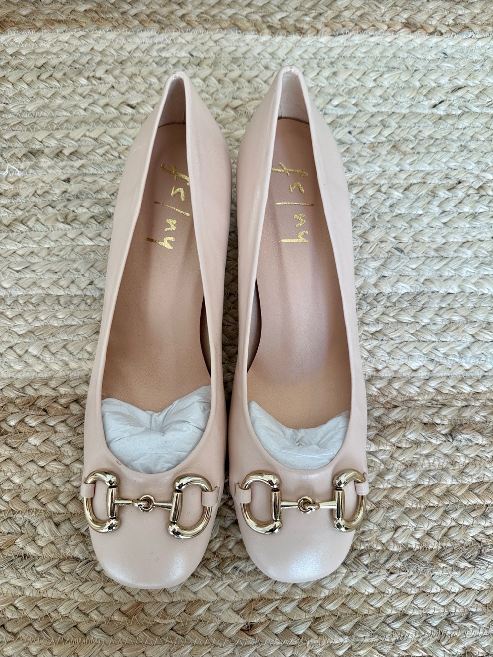 NWOB: French Sole Lolita Block Heel Pump, Beige/Light Pink, sz 10 ($225 retail)